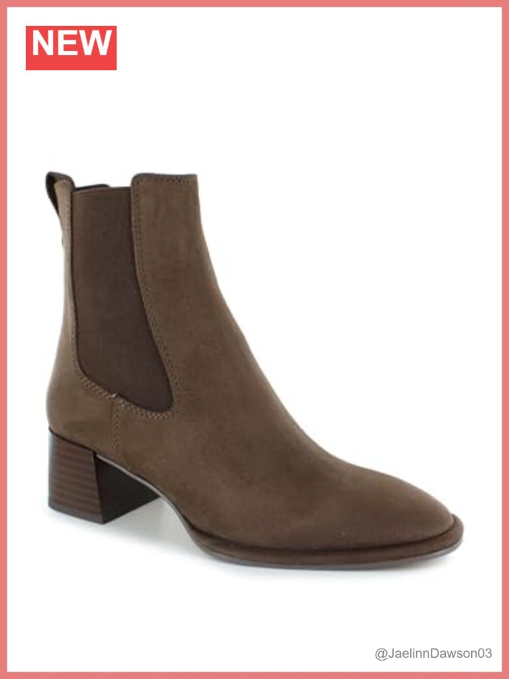 Faux Suede Chelsea Ankle Boots Slip-On Block Heel Almond Toe Fall Shoe
